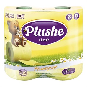 Туалетная бумага Plushe Classic ромашка 2 слоя, 4шт 4136