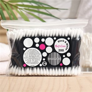 Ватные палочки Soft Care Black&White, пакет 200шт 3938