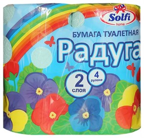 Туалетная бумага Solfi Радуга 2сл, 4шт 3991