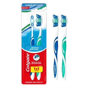 Зубная щетка Colgate Тройное действие 1+1 средняя 4045