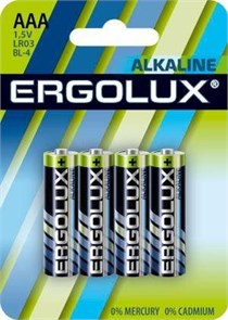 Батарейка алкалиновая Ergolux, AAA, LR03, 1.5В, 1шт 4074
